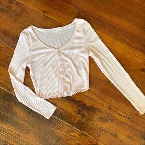 NWOT \\ baby pink pointelle top